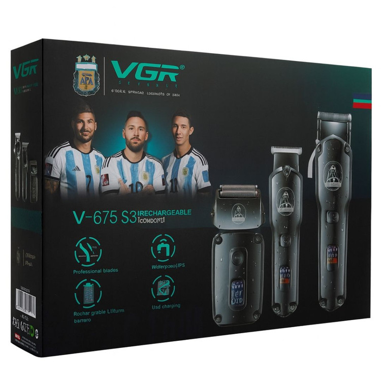 ست ماشین اصلاح حجم زن و خط زن و شیور وی جی ار VGR V-675 S3